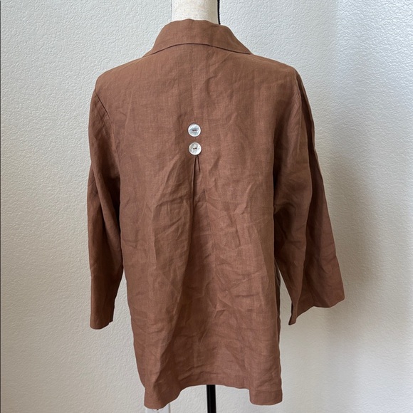 Habitat Linen Jacket Tunic Button Down Top Lagenlook Size Large - Picture 4 of 11